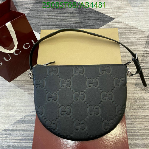 Gucci Embossed Monogram Leather Half-Moon Shoulder Bag