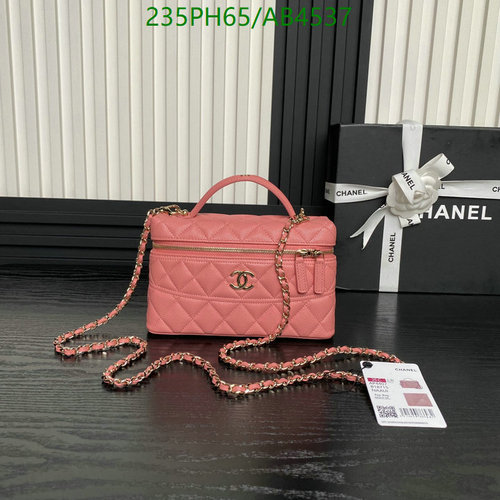 Chanel Vanity Case Bag Quilted Calfskin Pink Chain Shoulder Bag