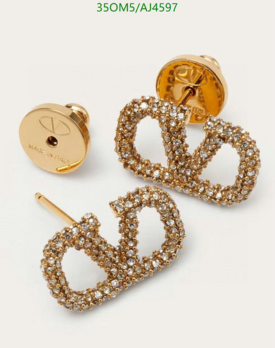 Valentino VLogo Crystal Stud Earrings - Gold Brass