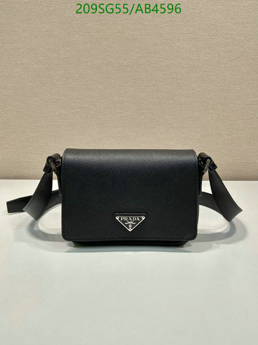 Prada Mirror Quality Cowhide Crossbody Bag - Black