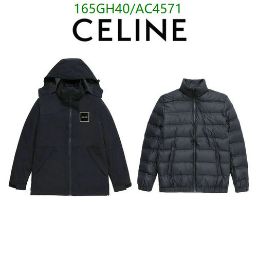 Celine Men's Down Jacket with Hood - Polyester Shell