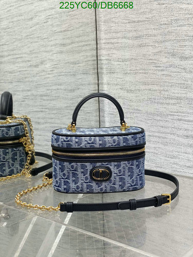 Dior Vanity Case Bag Denim Leather Gold Chain Shoulder Bag