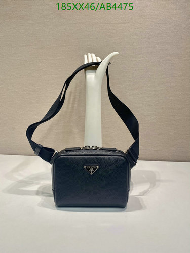 Prada Men's Black Pebbled Leather Crossbody Bag