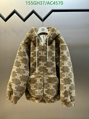 Celinee Unisex Lambswool Hooded Zip-Up Jacket with Signature Print