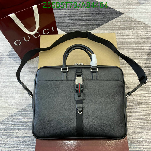 Gucci Black Leather Briefcase with Signature Web Detail