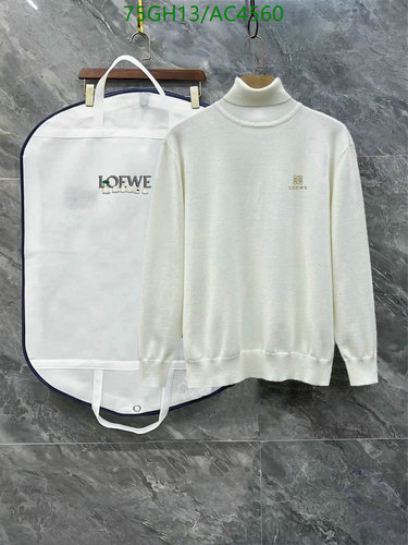Loewe Unisex Knitted Turtleneck Sweater - White, Sizes M-3XL