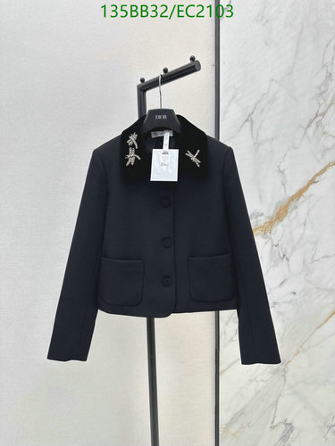 Dior Embroidered Velvet Collar Cropped Jacket - Polyester Black