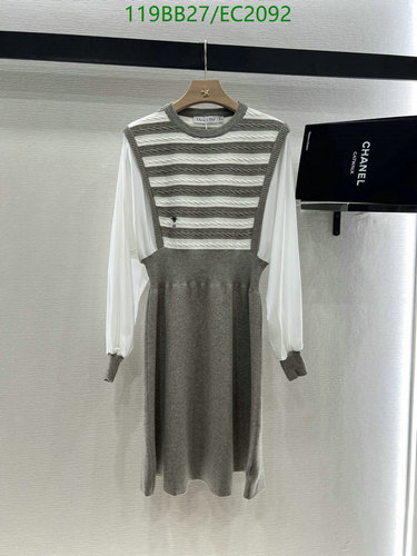 Dior Women's Striped Knit Dress with Sheer Sleeves