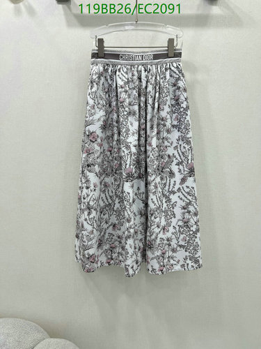 Christian Dior Women's Floral Print Polyester Midi Skirt