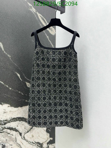 Dior Women's Black & White Textured Sleeveless Mini Dress