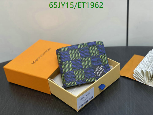 Louis Vuitton Damier Ebene Wallet - Genuine Leather, Blue/Green Checkered