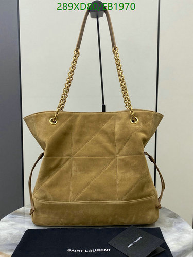 Yves Saint Laurent Suede Shoulder Bag with Gold Chain Detail