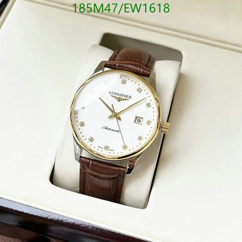Longines Automatic Mechanical Watch with Stainless Steel Case and Leather Strap