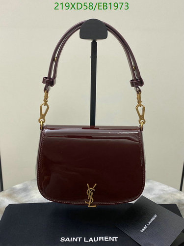 Saint Laurent Monogram Patent Leather Shoulder Bag Burgundy