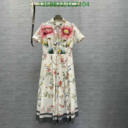 Dior Women's Floral Print Cotton Button-Up Midi Dress
