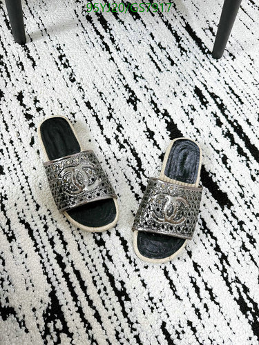 Chanel Women's Elegant Silver CC Logo Slides - Sheepskin & Cowhide Leather