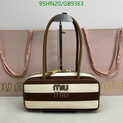 Miu Miu Striped Canvas & Leather Shoulder Bag - Chic & Versatile Handbag