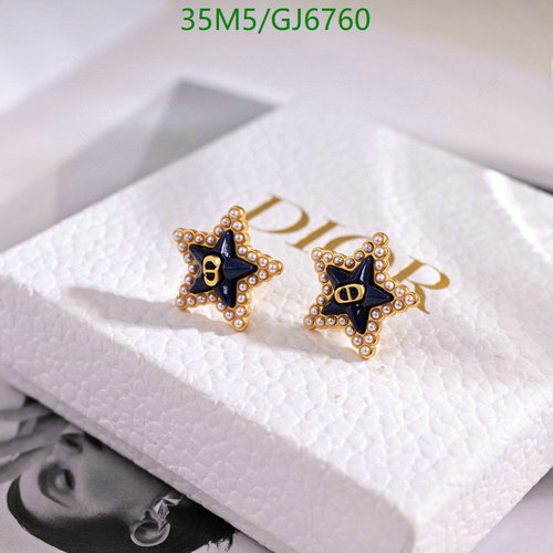 Dior Star Stud Earrings with Pearls and CD Logo