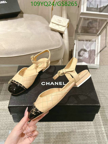 Chanel Slingback Beige & Black Leather Women Shoes Size EU34-EU42