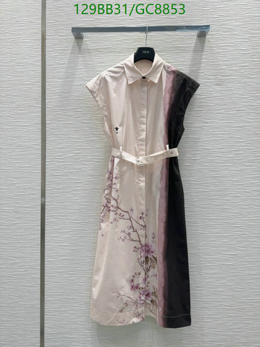 Dior Women's Floral Print Belted Shirt Dress - Elegant Sleeveless Midi