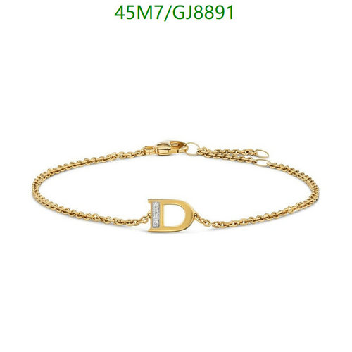 David Yurman Initial 'D' Bracelet in Gold with Pave Diamonds