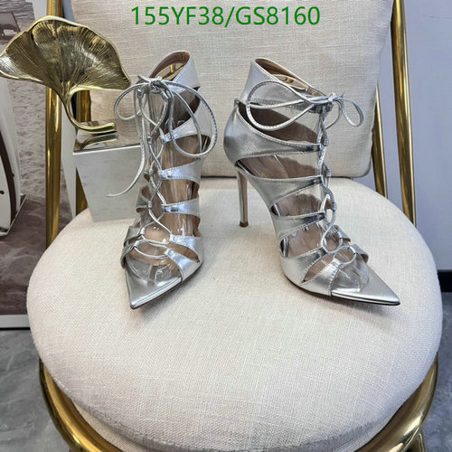 Gianvito Rossi Women's Silver Lace-Up Pointed Toe High Heel Sandals