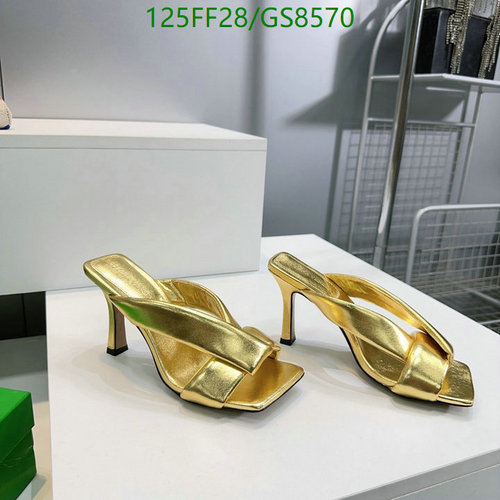 Bottega Veneta Women's Gold Square Toe Heeled Sandals - Elegant Slip-On Heels