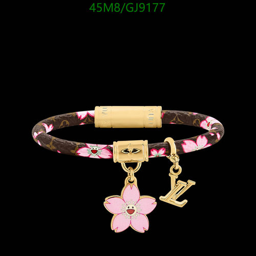 Louis Vuitton Monogram Cherry Blossom Bracelet with Gold-Tone Charms