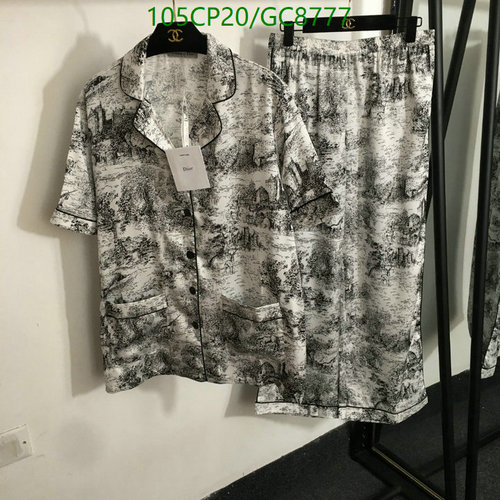 Dior Toile de Jouy Inspired Pajama Set - Short Sleeve Top & Long Pants