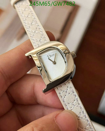 Dior Elegant White Leather Strap Watch - Automatic Mechanical Movement, 24mm