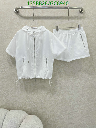 Louis Vuitton Women's White Cotton Hooded Jacket & Shorts Set - Casual Chic