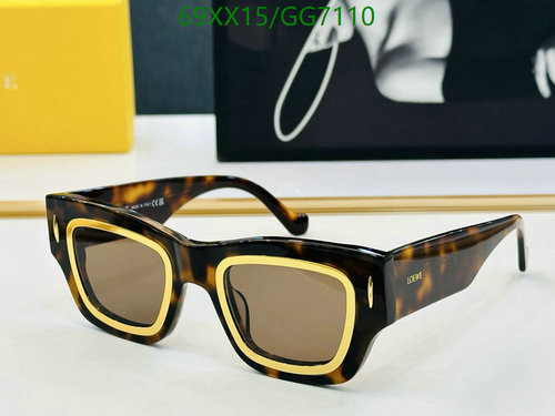 Loewe Chic Tortoiseshell Square Sunglasses with Gold Accents