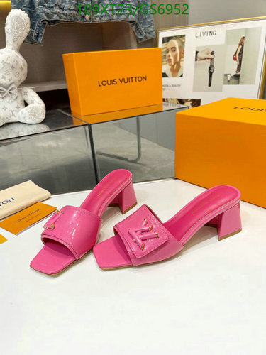 Louis Vuitton Women's Square Toe Block Heel Mules - Pink Patent Leather Slides