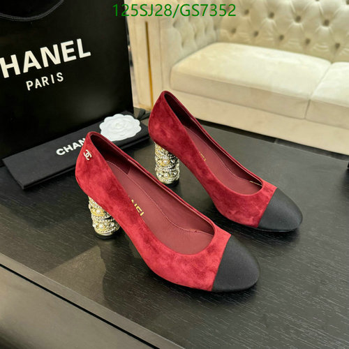 Chanel Women's Red Suede Block Heel Pumps with Embellished Heels