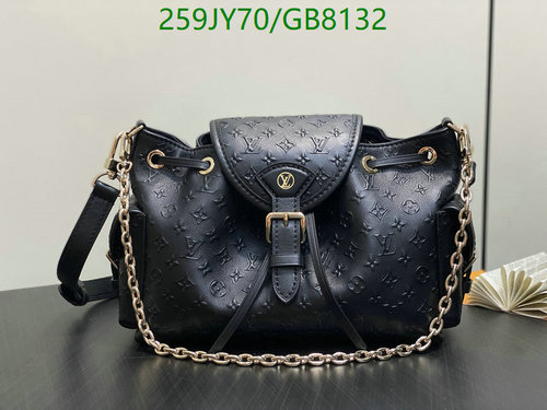 Louis Vuitton Black Embossed Leather Shoulder Bag - Stylish & Versatile