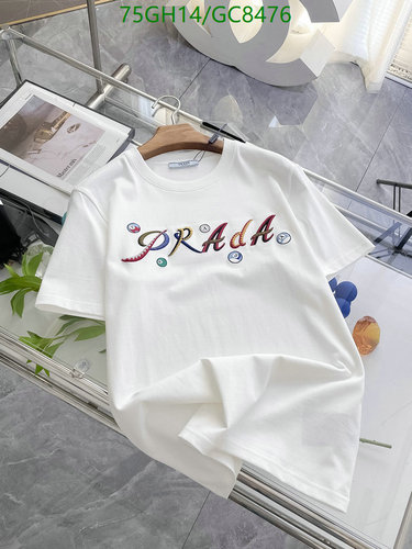 Prada White Cotton Short Sleeve T-Shirt with Embroidered Logo for Men & Women