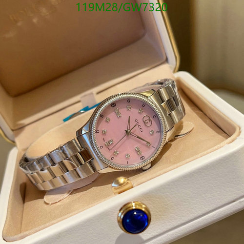 Gucci Women's Stainless Steel Watch with Pink Dial and Quartz Movement