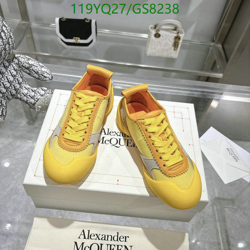 Alexander McQueen Women's Yellow Leather Lace-Up Sneakers, Size EU35-45