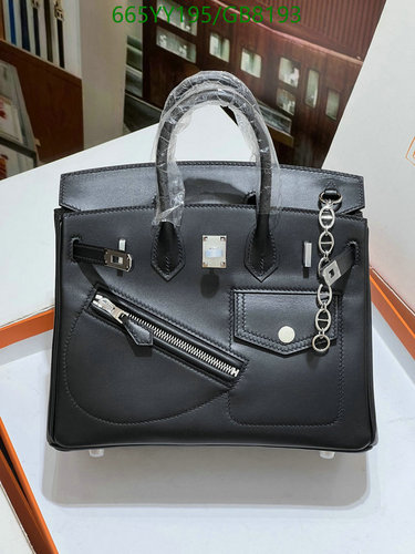 Hermes Birkin Style Black Leather Handbag with Zipper Detail - Mirror Quality