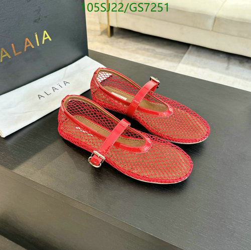 ALAIA Women's Red Mesh Mary Jane Flats - Sheepskin & Cowhide Comfort