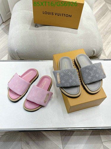 Louis Vuitton Women's LV Bloom Flat Comfort Sandals - Sheepskin & Denim Sliders
