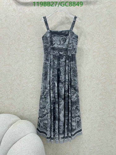 Dior Elegant Cotton Midi Dress with Toile de Jouy Inspired Print