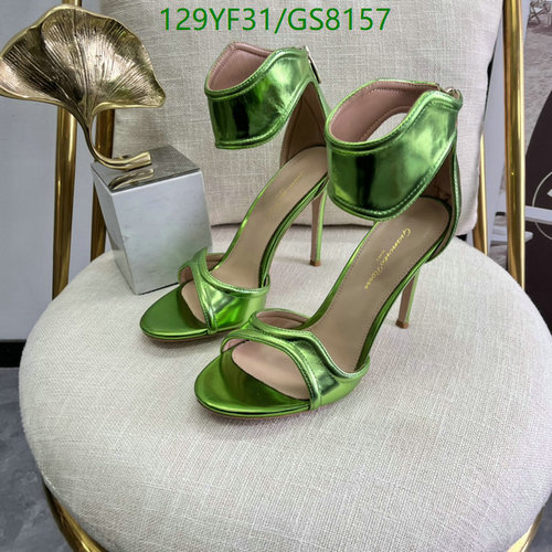 Gianvito Rossi Women's Metallic Green Ankle Strap High Heel Sandals