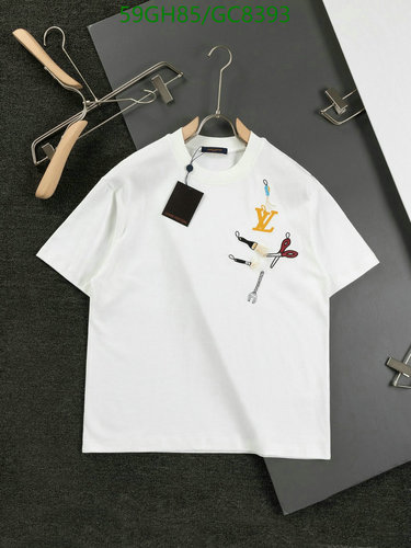 Louis Vuitton Men's Cotton T-Shirt with Embroidered Tool Motifs