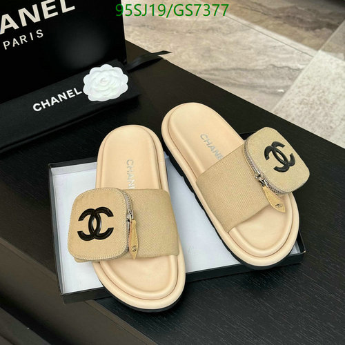 Chanel Women's Comfort Slides with Signature CC Logo - Sheepskin & Canvas