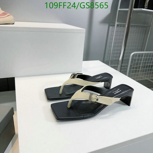 Balenciaga Women's Square Toe Thong Sandals with Buckle Detail - 4.5CM Heel
