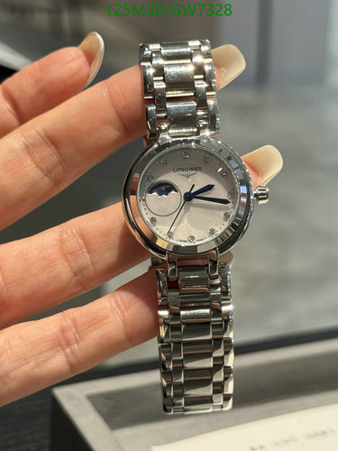 Longines Elegant Collection Quartz Watch, Stainless Steel, Moon Phase Dial 30.5mm