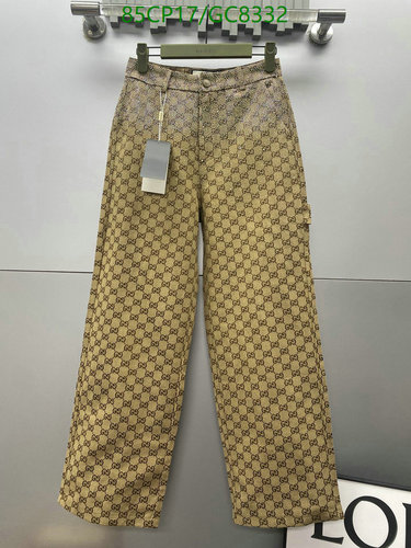 Gucci GG Monogram Straight-Leg Trousers for Women - Beige Cotton Blend Pants