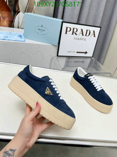 Prada Women's Platform Sneakers - Navy Suede Lace-Up with Iconic Logo