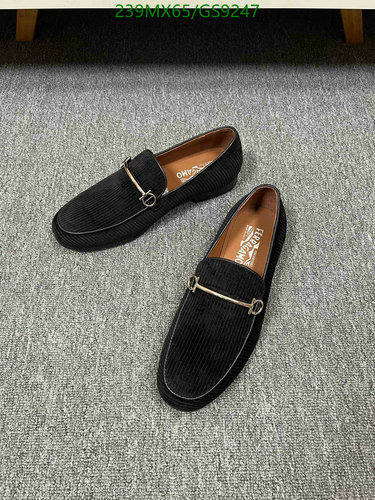 Salvatore Ferragamo Men's Gancini Loafers - Black Corduroy Slip-On Shoes